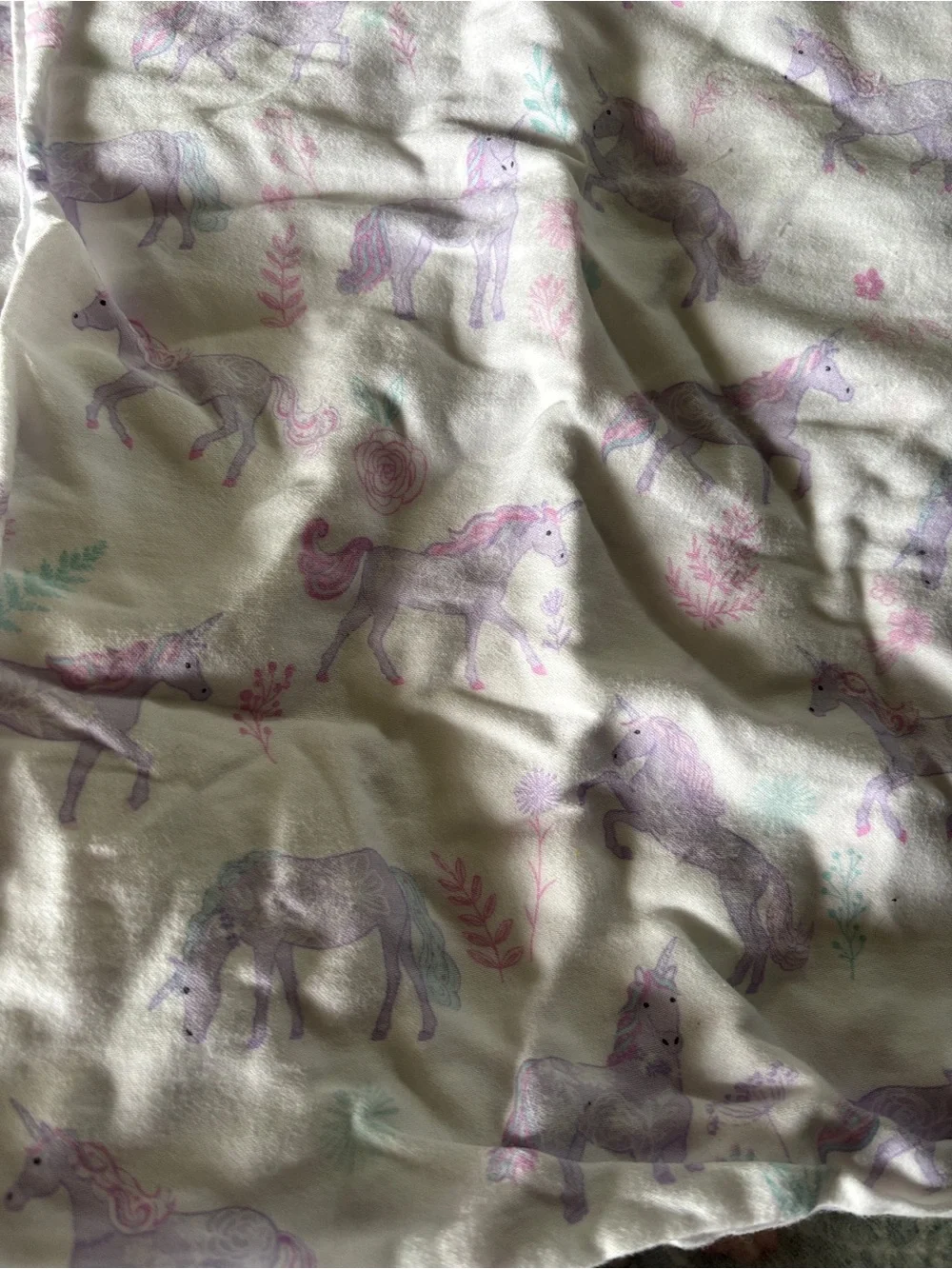 Purple unicorn sheet set for twin bed